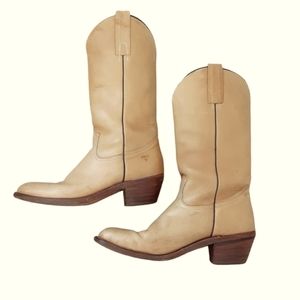 Frye Brucey Mens Size 11D Pull on Bone Cowboy Boots 11D
